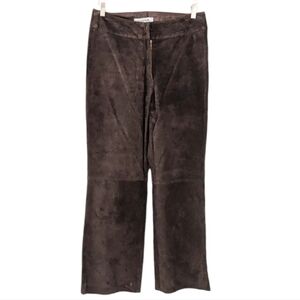Simons Contemporaine straight leg real suede pants brown size 10 A8